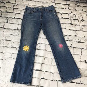 Levis 515 Bootcut Jeans Womens Sz 8 Flower Patches Altered Embellished